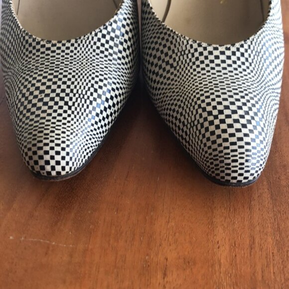 Rare Vintage Charles Jourdan Leather Pumps Black & Ivory Pattern Sz‎ 6 - EUC - Picture 8 of 14